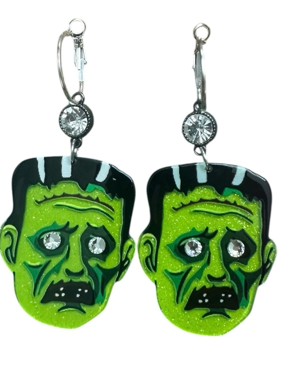Frankenstein Monster Face Dangle Earrings - Halloween inspired
